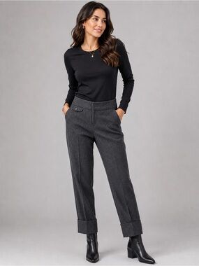 Cartonnier Women's Charcoal Gray Tailored Cuff Leg Dress Pants sz 4